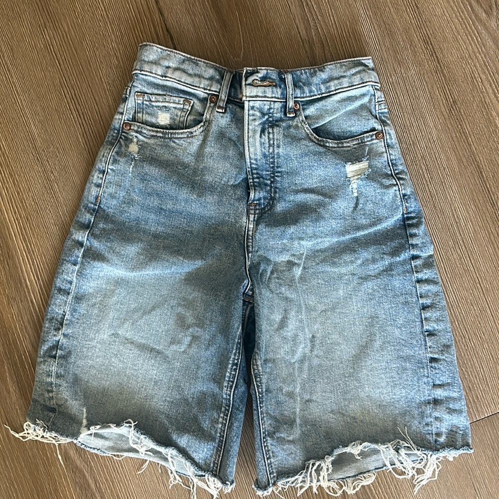 Super high rise Bermuda denim shorts